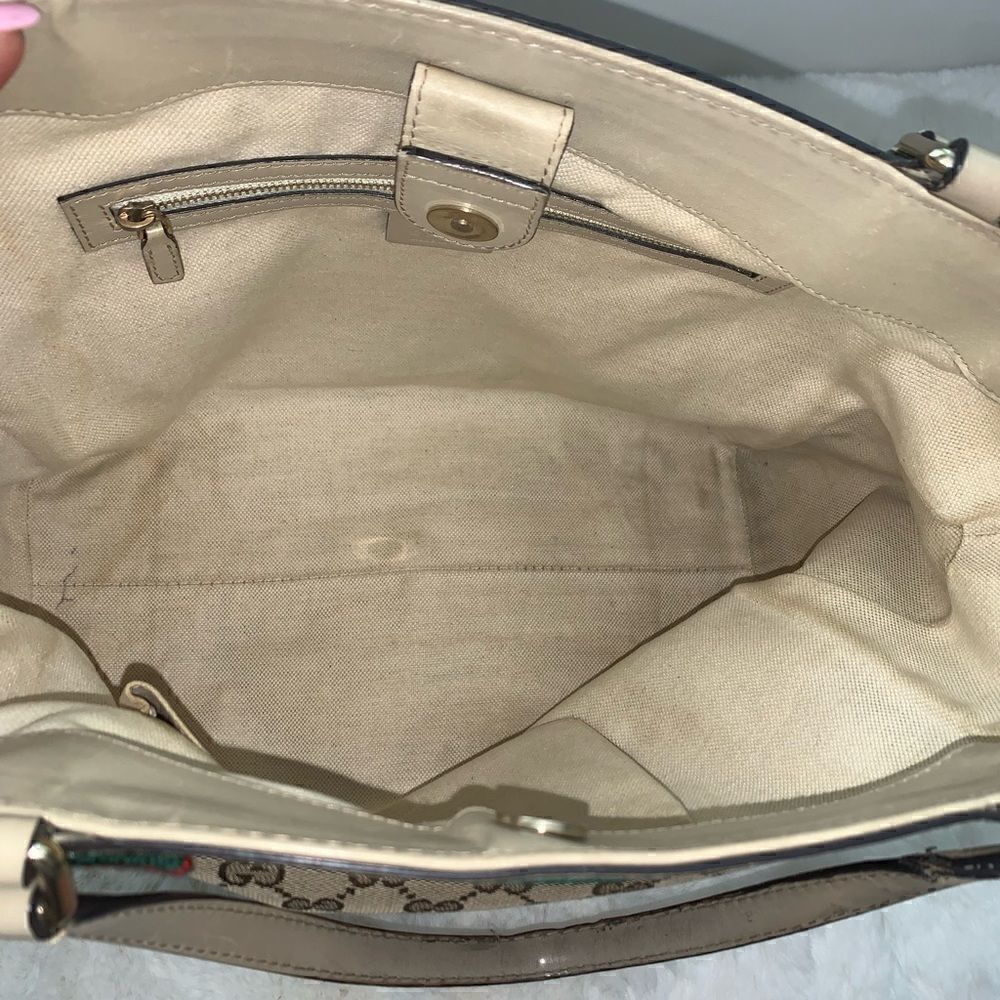Authentic GUCCI GG Logo Web Line Tote - Picture 12 of 14